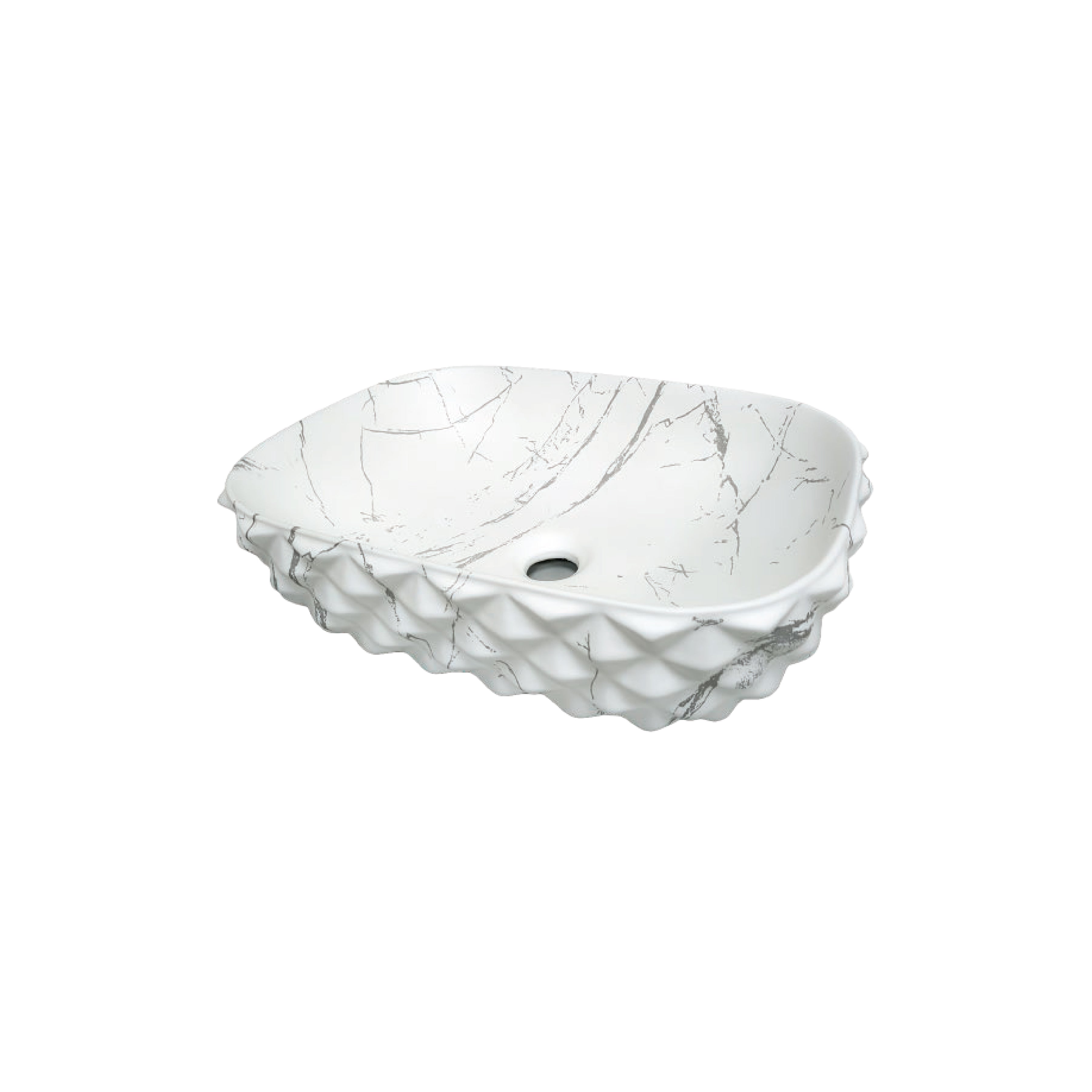 Bowl Loza (402-2) Mod. Rectangular Marmoleado Blanco C/Gris 48X35.5X13-Fratelli